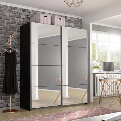 Rauch Belluno 181cm 2 Door Sliding Mirrored Wardrobe Metallic Dark Grey
