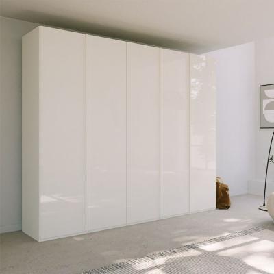Rauch Skat Meridian 251cm 5 Door Wardrobe - Alpine White and Crystal White Glass