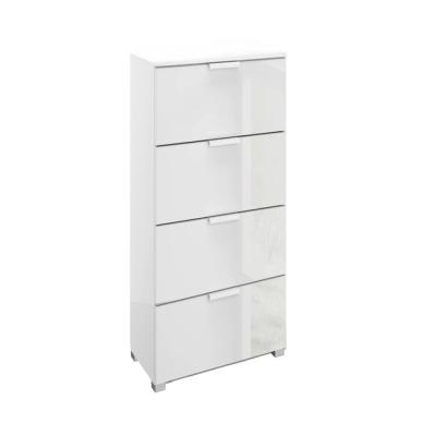 Rauch Skat Meridian 4 Drawer Narrow Chest - Alpine White and Crystal White Glass