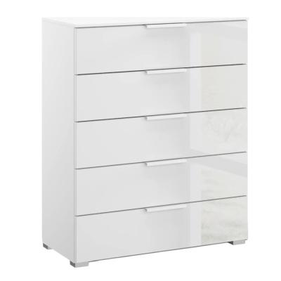 Rauch Skat Meridian 5 Drawer Chest - Alpine White and Crystal White Glass