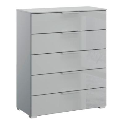 Rauch Skat Meridian 5 Drawer Chest - Silk Grey and Silk Grey Glass