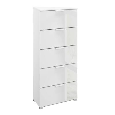 Rauch Skat Meridian 5 Drawer Tall Chest - Alpine White and Crystal White Glass