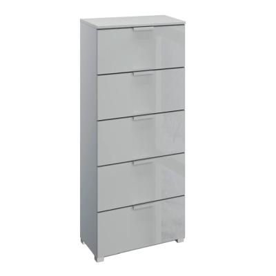 Rauch Skat Meridian 5 Drawer Tall Chest - Silk Grey and Silk Grey Glass