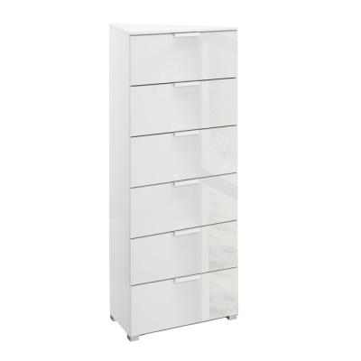 Rauch Skat Meridian 6 Drawer Tall Chest - Alpine White and Crystal White Glass