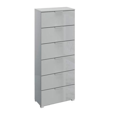 Rauch Skat Meridian 6 Drawer Tall Chest - Silk Grey and Silk Grey Glass