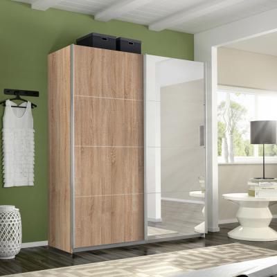 Rauch Belluno 181cm 2 Door Sliding Wardrobe with Mirror - Sonoma Oak