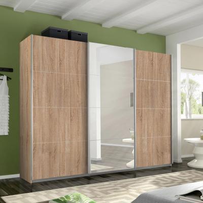 Rauch Belluno 271cm 3 Door Sliding Wardrobe with Mirror - Sonoma Oak