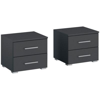 Rauch Base 2 Drawer Bedside Cabinet - Set of 2 - Metallic Dark Grey