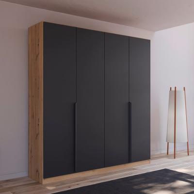Rauch Quadra Spin 181cm 4 Door Wardrobe - Artisan Oak and Metallic Dark Grey
