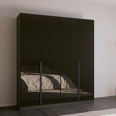 Rauch Quadra Spin 181cm 4 Door Wardrobe - Metallic Dark Grey and Basalt Glass
