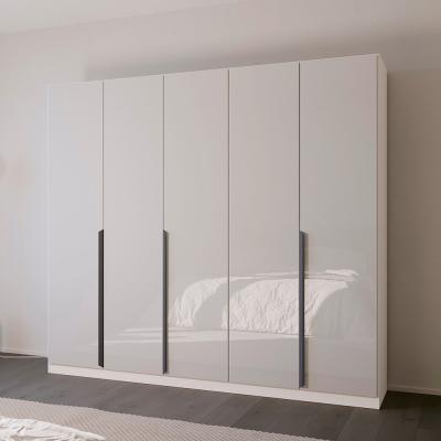 Rauch Quadra Spin 226cm 5 Door Wardrobe - Alpine White and Crystal White Glass