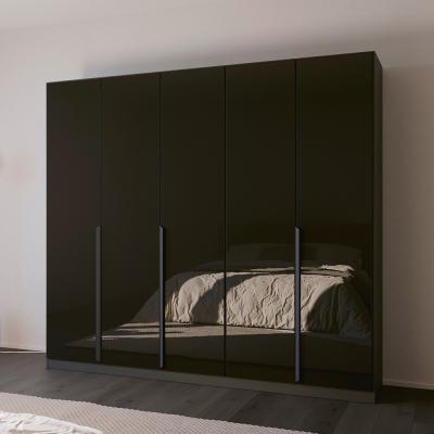 Rauch Quadra Spin 226cm 5 Door Wardrobe - Metallic Dark Grey and Basalt Glass