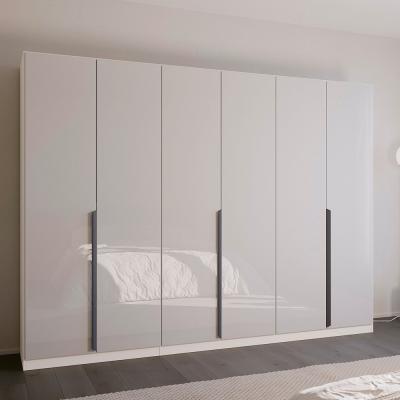 Rauch Quadra Spin 271cm 6 Door Wardrobe - Alpine White and Crystal White Glass