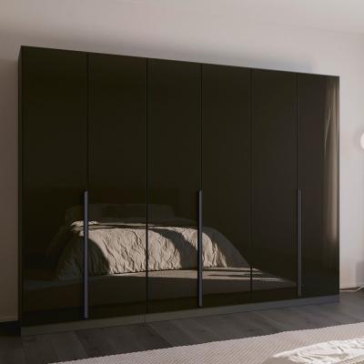 Rauch Quadra Spin 271cm 6 Door Wardrobe - Metallic Dark Grey and Basalt Glass