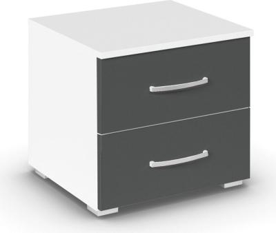 Rauch Aditio 2 Drawer Bedside Cabinet - Alpine White and Metallic Dark Grey