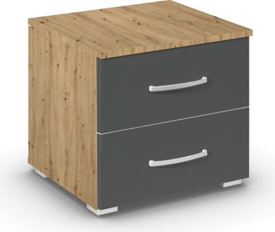 Rauch Aditio 2 Drawer Bedside Cabinet - Artisan Oak and Metallic Dark Grey