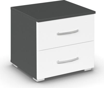 Rauch Aditio 2 Drawer Bedside Cabinet - Metallic Dark Grey and Alpine White