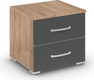 Rauch Aditio 2 Drawer Bedside Cabinet - Sonoma Oak and Metallic Dark Grey