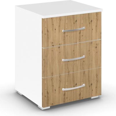 Rauch Aditio 3 Drawer Bedside Cabinet - Alpine White and Artisan Oak