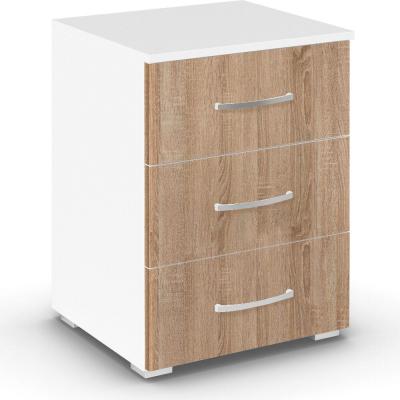 Rauch Aditio 3 Drawer Bedside Cabinet - Alpine White and Sonoma Oak
