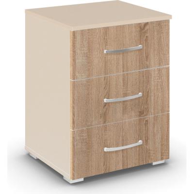 Rauch Aditio 3 Drawer Bedside Cabinet - Champagne and Sonoma Oak