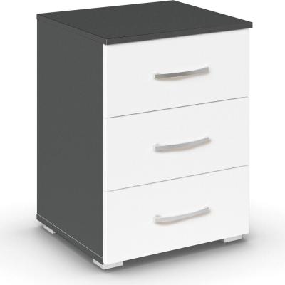 Rauch Aditio 3 Drawer Bedside Cabinet - Metallic Dark Grey and Alpine White