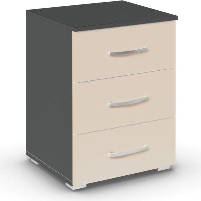 Rauch Aditio 3 Drawer Bedside Cabinet - Metallic Dark Grey and Champagne