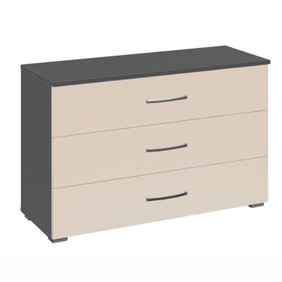 Rauch Aditio 3 Drawer Wide Chest - Metallic Dark Grey and Champagne