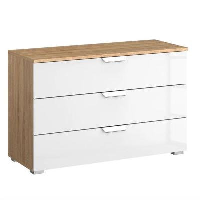 Rauch Aditio 3 Drawer Wide Chest - Sonoma Oak and White High Gloss