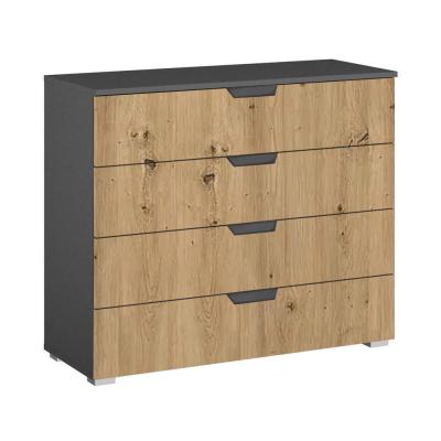 Rauch Aditio 4 Drawer Wide Chest - Metallic Dark Grey and Artisan Oak