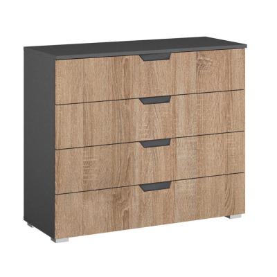 Rauch Aditio 4 Drawer Wide Chest - Metallic Dark Grey and Sonoma Oak