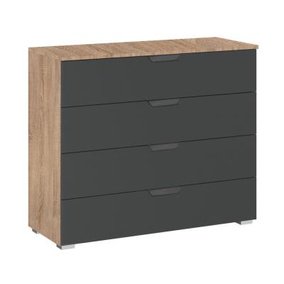Rauch Aditio 4 Drawer Wide Chest - Sonoma Oak and Metallic Dark Grey