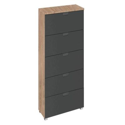 Rauch Aditio 5 Drawer Tall Chest - Sonoma Oak and Metallic Dark Grey