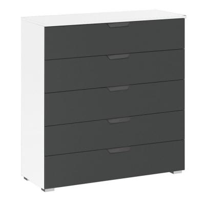 Rauch Aditio 5 Drawer Wide Chest - Alpine White and Metallic Dark Grey