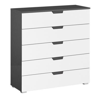 Rauch Aditio 5 Drawer Wide Chest - Metallic Dark Grey and Alpine White