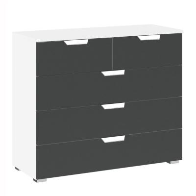 Rauch Aditio 3+2 Drawer Chest - Alpine White and Metallic Dark Grey