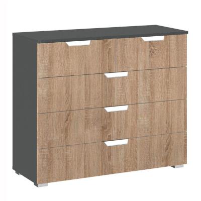 Rauch Aditio 3+2 Drawer Chest - Metallic Dark Grey and Sonoma Oak