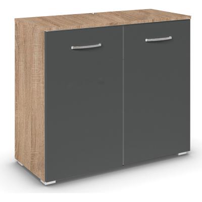 Rauch Aditio 2 Door Cupboard - Sonoma Oak and Metallic Dark Grey