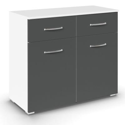 Rauch Aditio 2 Door Small Sideboard - 80cm - Alpine White and Metallic Dark Grey