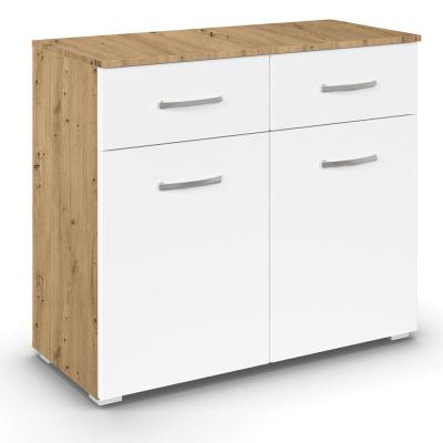 Rauch Aditio 2 Door Small Sideboard - 80cm - Artisan Oak and Alpine White