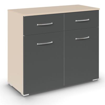 Rauch Aditio 2 Door Small Sideboard - 80cm - Champagne and Metallic Dark Grey