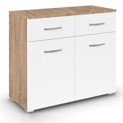 Rauch Aditio 2 Door Small Sideboard - 80cm - Sonoma Oak and Alpine White