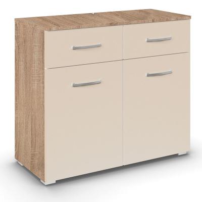 Rauch Aditio 2 Door Small Sideboard - 80cm - Sonoma Oak and Champagne
