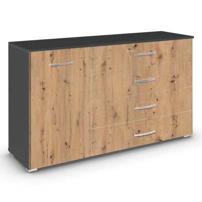 Rauch Aditio 1 Door Medium Sideboard - 120cm - Metallic Dark Grey and Artisan Oak