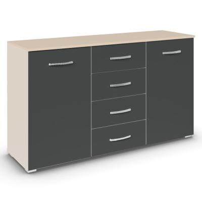 Rauch Aditio 2 Door Medium Sideboard with 4 Drawer - 120cm - Champagne and Metallic Dark Grey