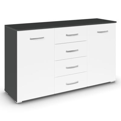 Rauch Aditio 2 Door Medium Sideboard with 4 Drawer - 120cm - Metallic Dark Grey and Alpine White