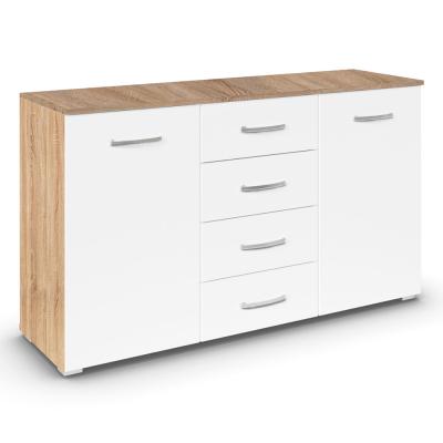 Rauch Aditio 2 Door Medium Sideboard with 4 Drawer - 120cm - Sonoma Oak and Alpine White