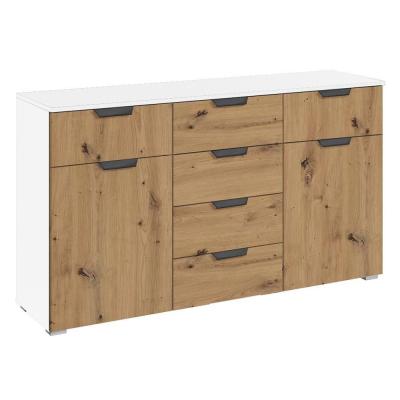 Rauch Aditio 2 Door Medium Sideboard with 6 Drawer - 120cm - Alpine White and Artisan Oak