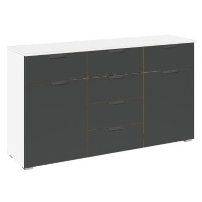 Rauch Aditio 2 Door Medium Sideboard with 6 Drawer - 120cm - Alpine White and Metallic Dark Grey