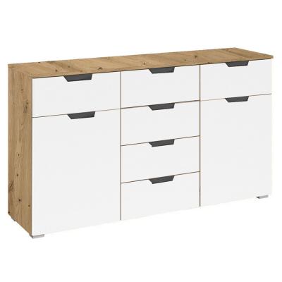 Rauch Aditio 2 Door Medium Sideboard with 6 Drawer - 120cm - Artisan Oak and Alpine White